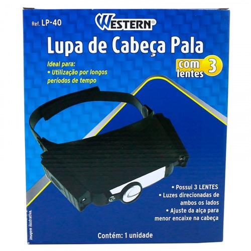 Lupa de cabeça com 3 lentes de aumento - LP-40 Lupa de cabeça com 3 lentes de aumento - LP-40