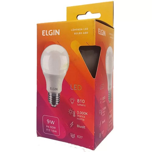 Kit 5 Lâmpadas led bulbo 9W 810 lúmens branca morna - A60 110V/220V Kit 5 Lâmpadas led bulbo 9W 810 lúmens branca morna - A60 110V/220V