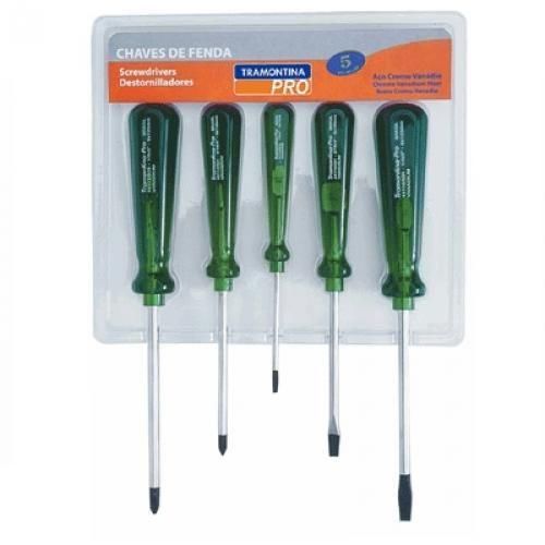 Jogo de chave de fenda e phillips com 05 peças aço cromo vanádio Jogo de chave de fenda e phillips com 05 peças aço cromo vanádio