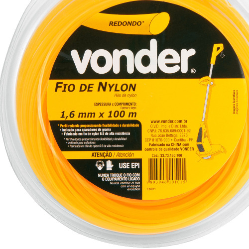 Fio de nylon para aparador de grama 1,6 mm x 100 metros Fio de nylon para aparador de grama 1,6 mm x 100 metros