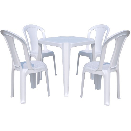 Conjunto de mesa Coruripe com 4 cadeiras plásticas sem braço Conjunto de mesa Coruripe com 4 cadeiras plásticas sem braço
