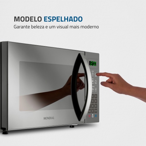 Micro-ondas 34 litros 1400W espelhado 10 níveis de potência- MO-02-34-E 220V Micro-ondas 34 litros 1400W espelhado 10 níveis de potência- MO-02-34-E 220V