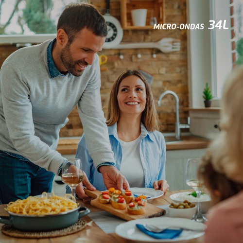 Micro-ondas 34 litros 1400W espelhado 10 níveis de potência- MO-02-34-E 220V Micro-ondas 34 litros 1400W espelhado 10 níveis de potência- MO-02-34-E 220V