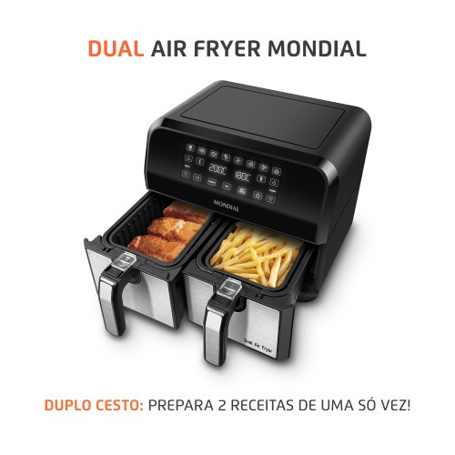 Fritadeira elétrica sem óleo Air Fryer Dual com cesto duplo 8L 2000 Watts - AFD-01-BI 220V Fritadeira elétrica sem óleo Air Fryer Dual com cesto duplo 8L 2000 Watts - AFD-01-BI 220V