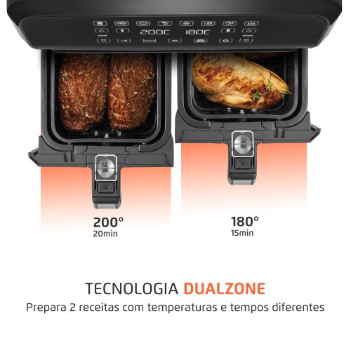 Fritadeira elétrica sem óleo Air Fryer Dual com cesto duplo 8L 2000 Watts - AFD-01-BI 220V Fritadeira elétrica sem óleo Air Fryer Dual com cesto duplo 8L 2000 Watts - AFD-01-BI 220V