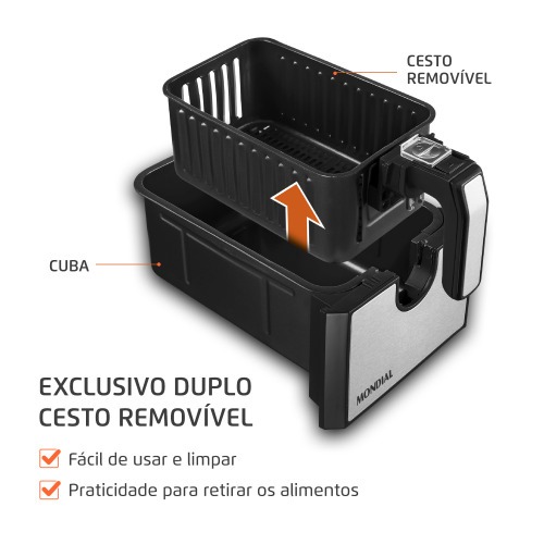 Fritadeira elétrica sem óleo Air Fryer Dual com cesto duplo 8L 2000 Watts - AFD-01-BI 220V Fritadeira elétrica sem óleo Air Fryer Dual com cesto duplo 8L 2000 Watts - AFD-01-BI 220V