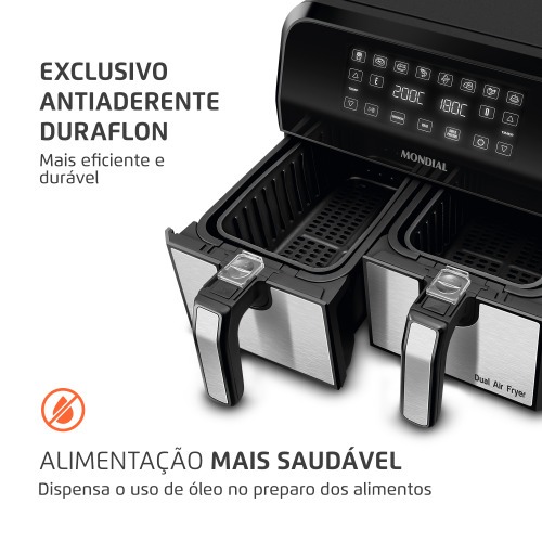 Fritadeira elétrica sem óleo Air Fryer Dual com cesto duplo 8L 2000 Watts - AFD-01-BI 220V Fritadeira elétrica sem óleo Air Fryer Dual com cesto duplo 8L 2000 Watts - AFD-01-BI 220V