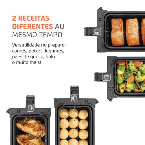Fritadeira elétrica sem óleo Air Fryer Dual com cesto duplo 8L 2000 Watts - AFD-01-BI 220V Fritadeira elétrica sem óleo Air Fryer Dual com cesto duplo 8L 2000 Watts - AFD-01-BI 220V
