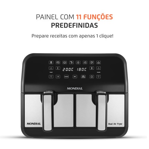 Fritadeira elétrica sem óleo Air Fryer Dual com cesto duplo 8L 2000 Watts - AFD-01-BI 220V Fritadeira elétrica sem óleo Air Fryer Dual com cesto duplo 8L 2000 Watts - AFD-01-BI 220V