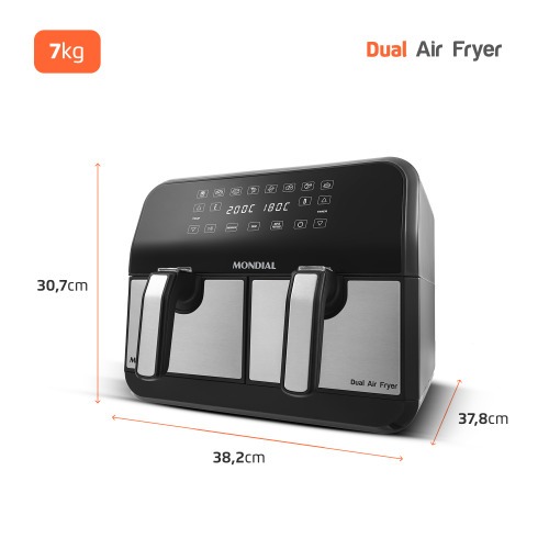 Fritadeira elétrica sem óleo Air Fryer Dual com cesto duplo 8L 2000 Watts - AFD-01-BI 220V Fritadeira elétrica sem óleo Air Fryer Dual com cesto duplo 8L 2000 Watts - AFD-01-BI 220V