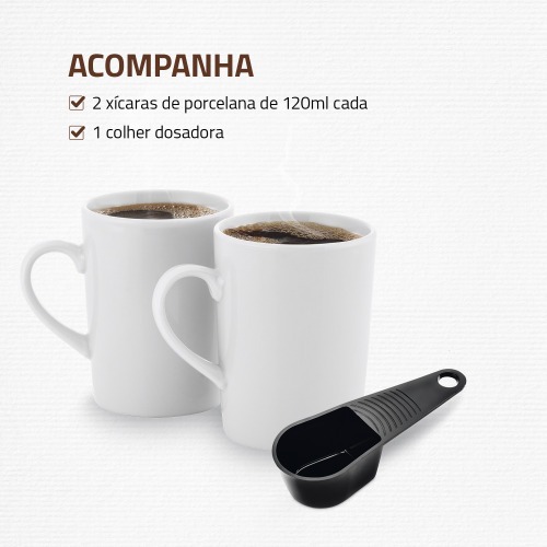 Cafeteira elétrica 2 xícaras preta Smart Coffee - C-42-2X-BI 110V Cafeteira elétrica 2 xícaras preta Smart Coffee - C-42-2X-BI 110V