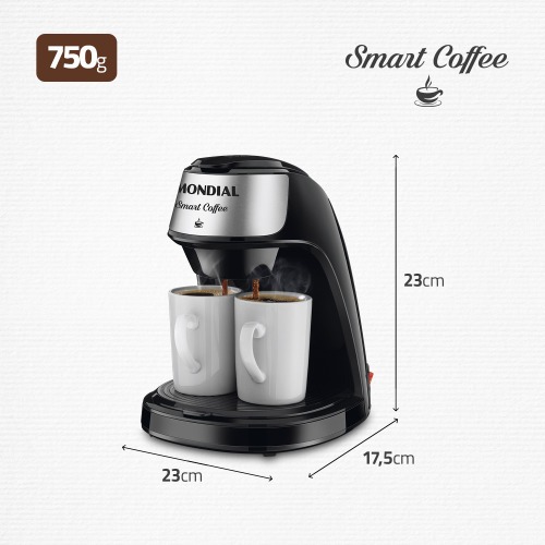 Cafeteira elétrica 2 xícaras preta Smart Coffee - C-42-2X-BI 110V Cafeteira elétrica 2 xícaras preta Smart Coffee - C-42-2X-BI 110V