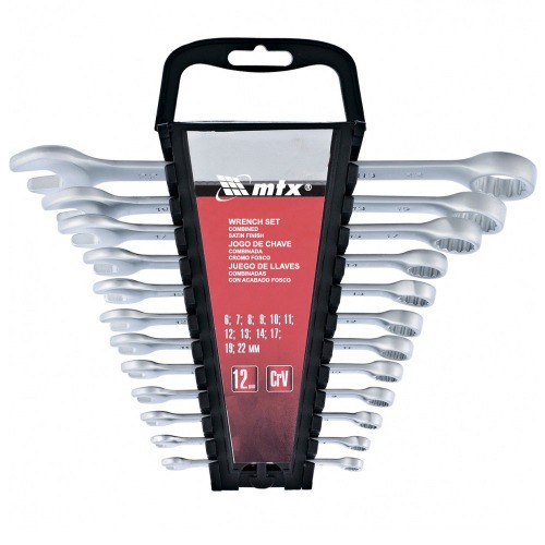 Jogo de chave combinada de 6 a 22 mm aço cromo vanádio com 12 peças Jogo de chave combinada de 6 a 22 mm aço cromo vanádio com 12 peças