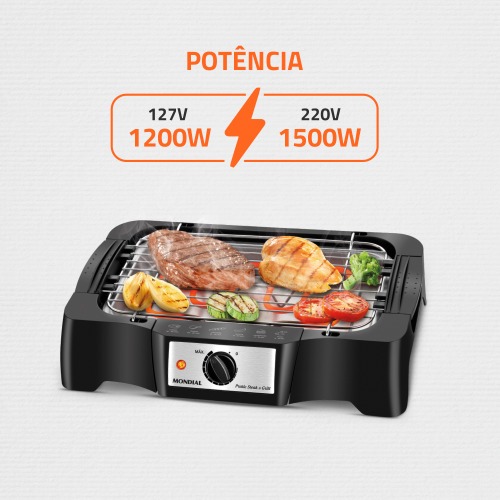 Churrasqueira elétrica portátil 1.200 watts Pratic Steak & Grill - CH-07 110V Churrasqueira elétrica portátil 1.200 watts Pratic Steak & Grill - CH-07 110V