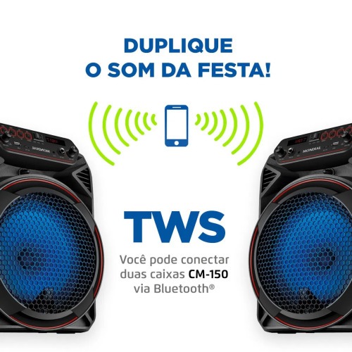 Caixa de som amplificada 150W RMS Bluetooth e FM Connect Party Plus - CM-150 110V/220V Caixa de som amplificada 150W RMS Bluetooth e FM Connect Party Plus - CM-150 110V/220V