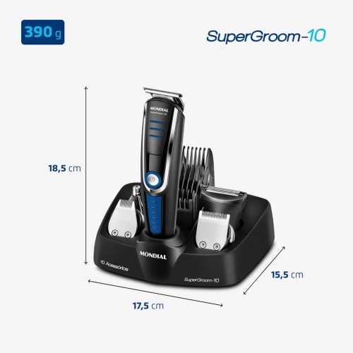 Aparador de pelos 10 em 1 Super Groom - BG-03 110V/220V Aparador de pelos 10 em 1 Super Groom - BG-03 110V/220V