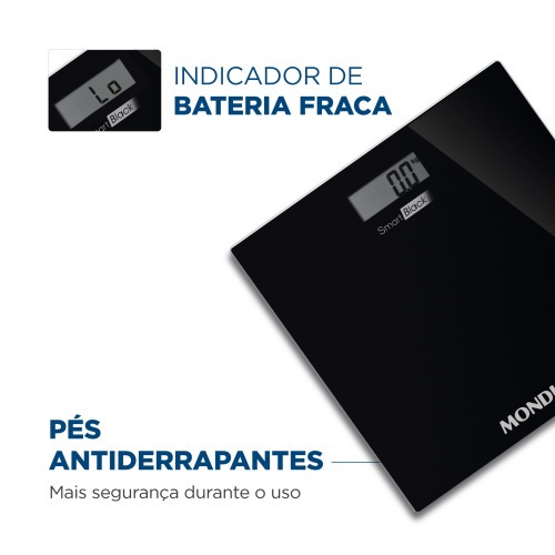 Balança digital para banheiro capacidade 150 kg Smart Black - BL-05 Balança digital para banheiro capacidade 150 kg Smart Black - BL-05