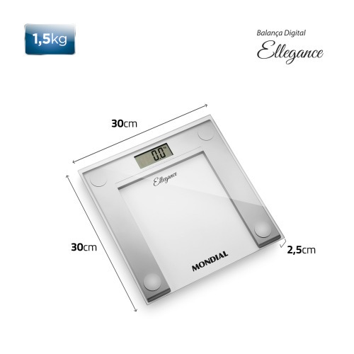 Balança digital para banheiro capacidade 150 kg Ellegance - BL-03 Balança digital para banheiro capacidade 150 kg Ellegance - BL-03