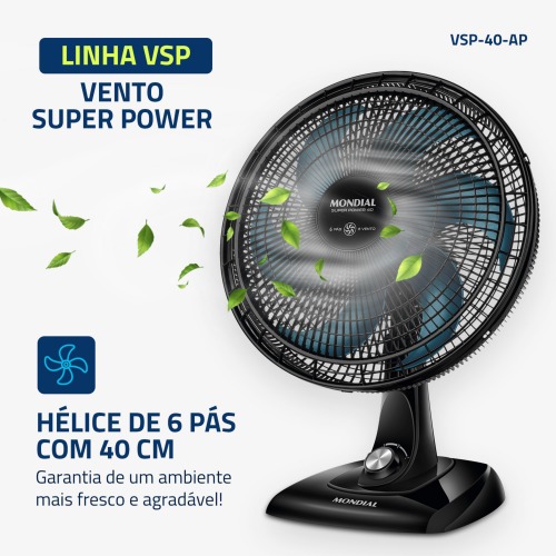 Ventilador de mesa 40 cm 6 pás com 3 velocidades - VSP-40-AP 220V Ventilador de mesa 40 cm 6 pás com 3 velocidades - VSP-40-AP 220V