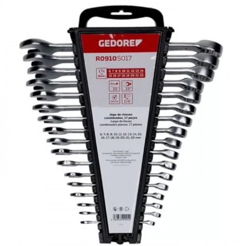 Jogo de chave combinada 6 a 22 mm aço cromo vanádio 17 peças - R09105017 Jogo de chave combinada 6 a 22 mm aço cromo vanádio 17 peças - R09105017