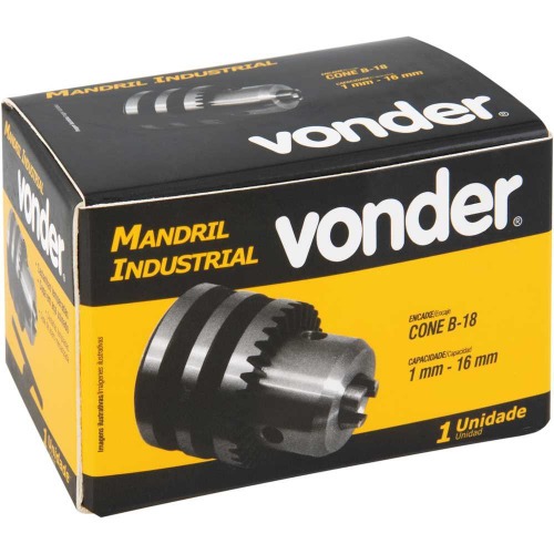 Mandril industrial com chave cone B18 capacidade 3 a 16 mm Mandril industrial com chave cone B18 capacidade 3 a 16 mm