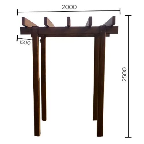 Pergolado em madeira plástica 2,00 x 1,50 x 2,50 m com perfil 150x60 mm ipê Pergolado em madeira plástica 2,00 x 1,50 x 2,50 m com perfil 150x60 mm ipê