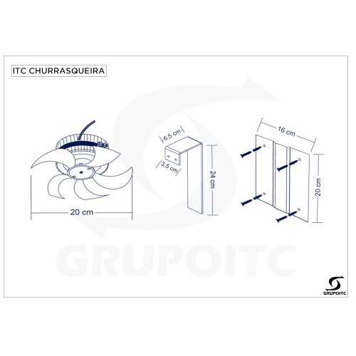 Exaustor para churrasqueira 200 mm 110V Exaustor para churrasqueira 200 mm 110V