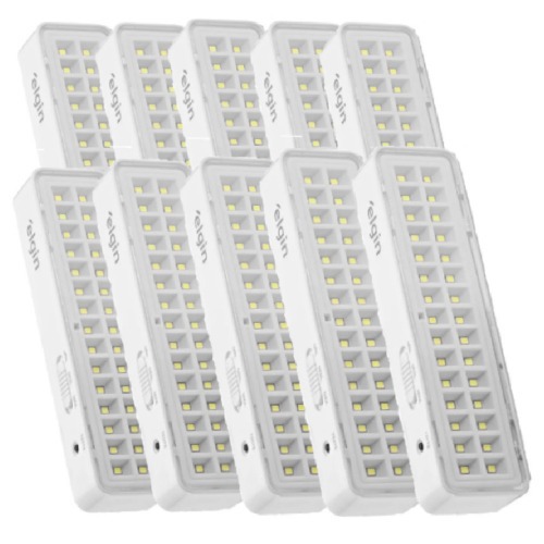 Kit 10 Luminárias de emergência 30 Leds branca 110V/220V Kit 10 Luminárias de emergência 30 Leds branca 110V/220V
