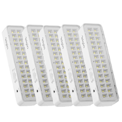 Kit 5 Luminárias de emergência 30 Leds branca 110V/220V Kit 5 Luminárias de emergência 30 Leds branca 110V/220V