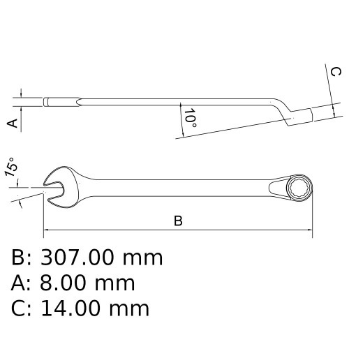 Chave combinada 24 mm aço cromo vanádio Chave combinada 24 mm aço cromo vanádio