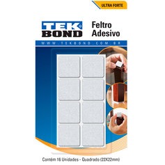 Feltro protetor adesivo quadrado 22 mm branco com 16 unidades Feltro protetor adesivo quadrado 22 mm branco com 16 unidades