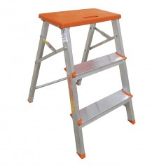 Escada banqueta de alumínio 2 degraus + patamar - ESC0071 Escada banqueta de alumínio 2 degraus + patamar - ESC0071