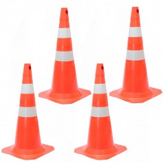Kit 4 Cones para sinalização 50 cm com 2 faixas - RM-43 Kit 4 Cones para sinalização 50 cm com 2 faixas - RM-43