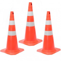 Kit 3 Cones para sinalização 75 cm com 2 faixas - RM-41 Kit 3 Cones para sinalização 75 cm com 2 faixas - RM-41