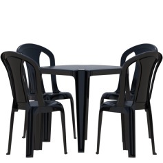 Conjunto de mesa Coruripe com 4 cadeiras plásticas sem braço Conjunto de mesa Coruripe com 4 cadeiras plásticas sem braço
