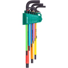 Jogo de chave allen hexagonal longa 1,5 a 10 mm coloridas com 9 peças Jogo de chave allen hexagonal longa 1,5 a 10 mm coloridas com 9 peças