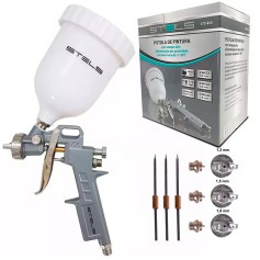 Pistola de pintura tipo gravidade com 3 bicos e caneca 600 ml - 5731455 Pistola de pintura tipo gravidade com 3 bicos e caneca 600 ml - 5731455