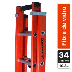 Escada de fibra de vidro extensível 6 x 10,20 m 34 degraus - ESC6001020 Escada de fibra de vidro extensível 6 x 10,20 m 34 degraus - ESC6001020