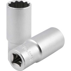 Soquete estriado longo 24 mm encaixe de 1/2 Soquete estriado longo 24 mm encaixe de 1/2