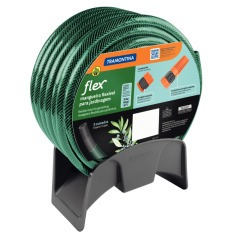 Mangueira Flex Verde em PVC 3 Camadas 15 m com Engate Esguicho e Suporte Mangueira Flex Verde em PVC 3 Camadas 15 m com Engate Esguicho e Suporte