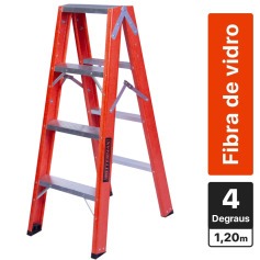 Escada tesoura dupla em fibra de vidro 4 degraus 1,20 m - ESC04120 Escada tesoura dupla em fibra de vidro 4 degraus 1,20 m - ESC04120